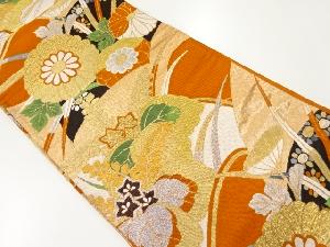 アンティーク　菊に桐模様織出し袋帯（材料）